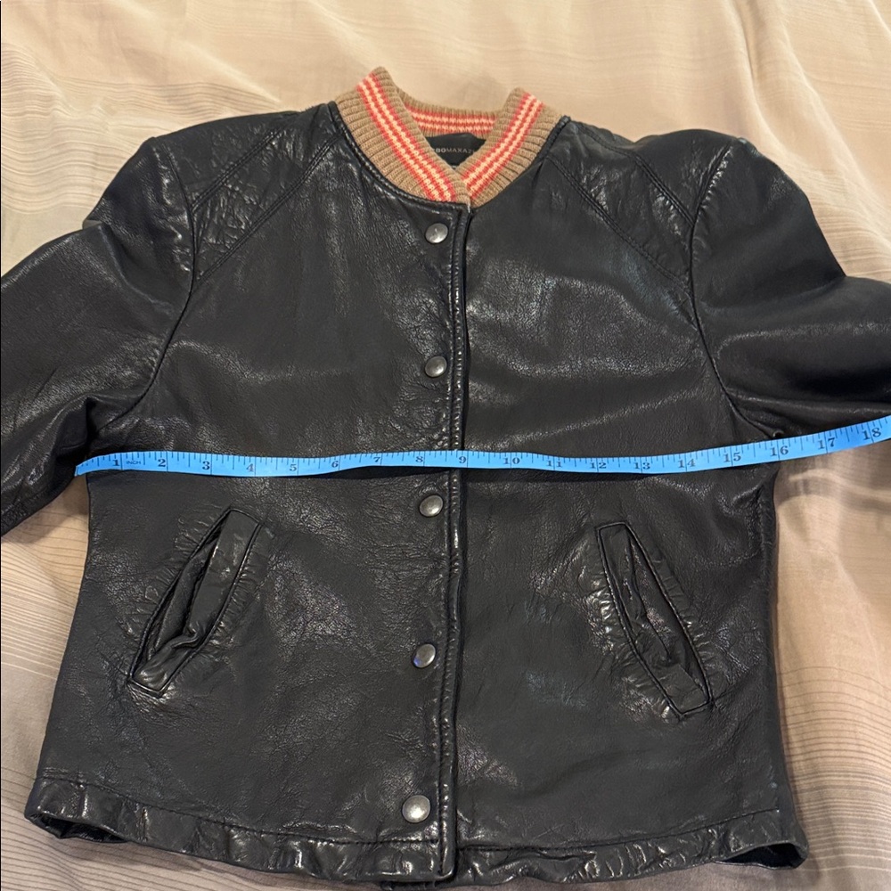 BCBGMaxAzria Black Bomber Leather Jacket - Picture 10 of 13